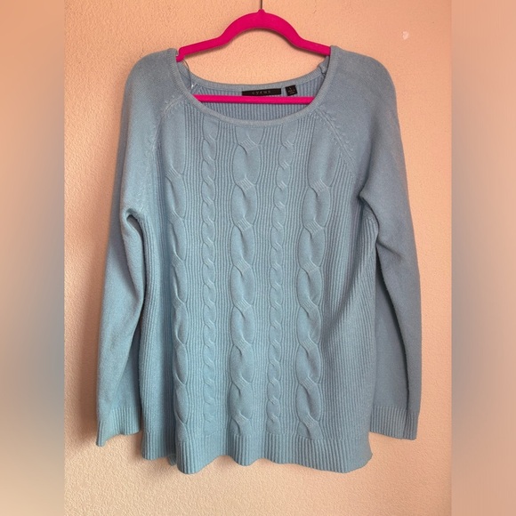Cyrus Pastel Powder Blue Crewneck Cable Knit Sweater L - Picture 4 of 7
